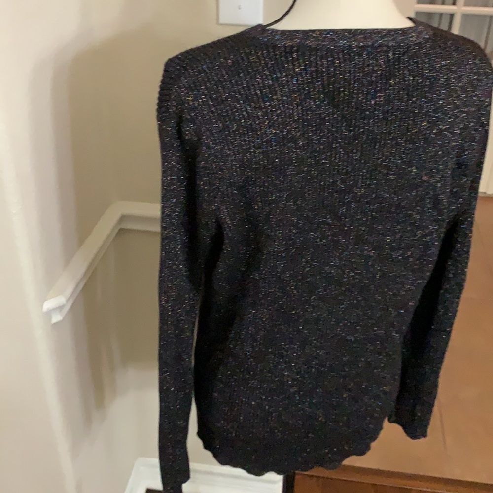 George Black Multi Colored Metallic Button Down C… - image 2